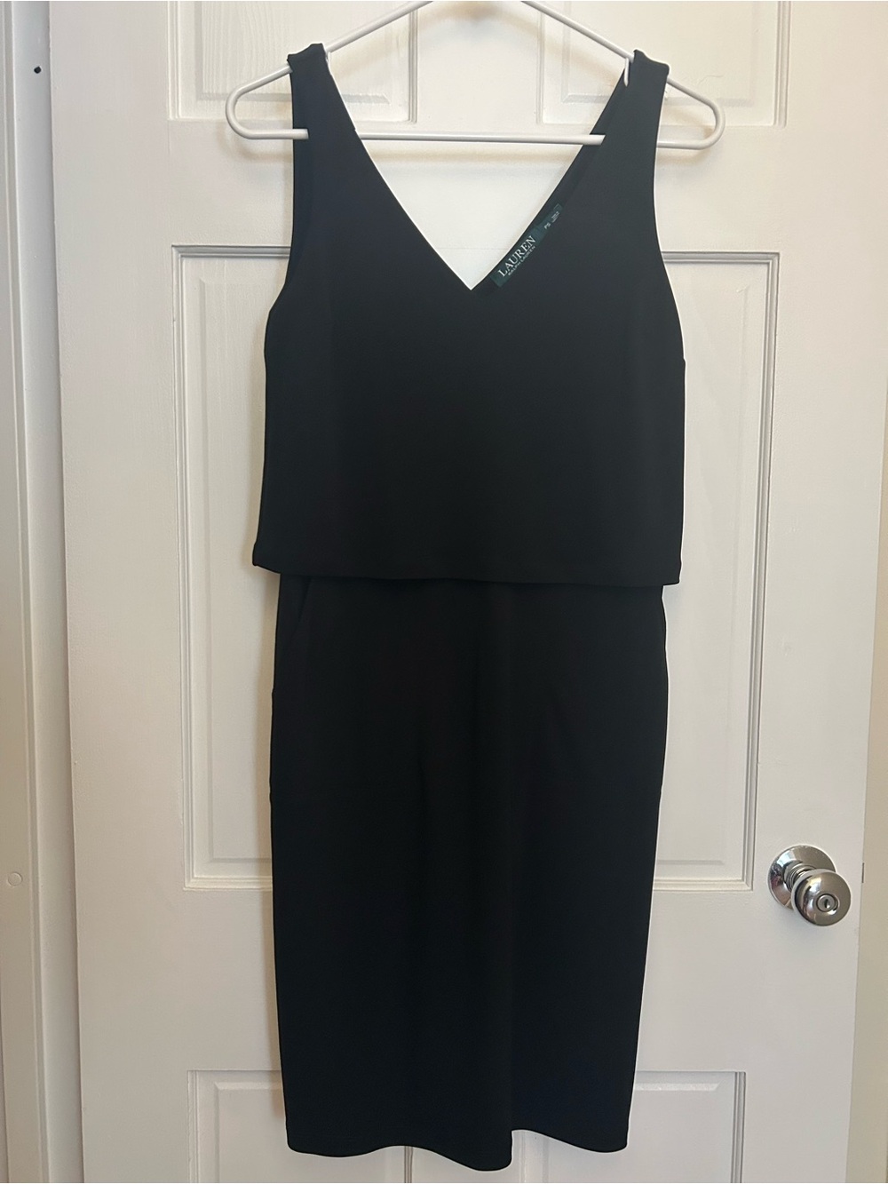 Ralph Lauren Black V-Neck Midi Dress